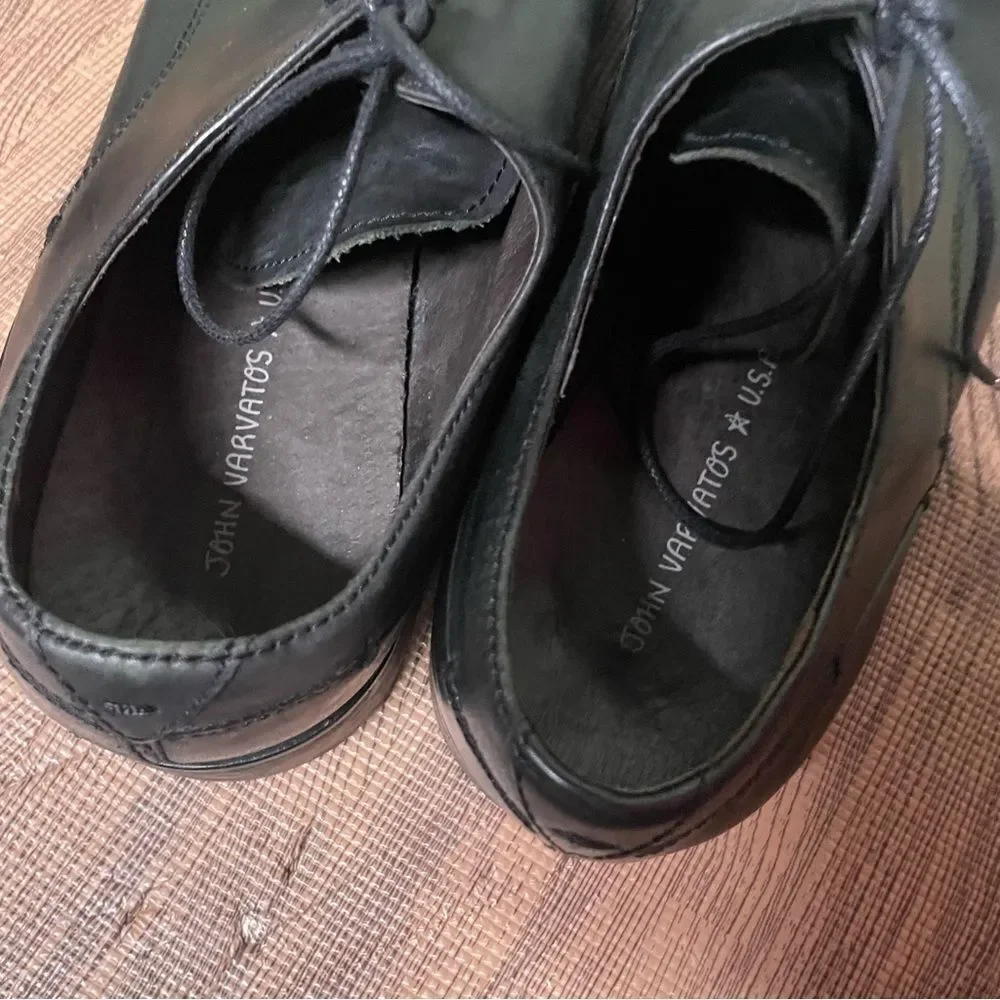 John Varvatos Star USA Black Leather Oxford Cap Toe Dress Shoes‎ Mens Size 9.5 M